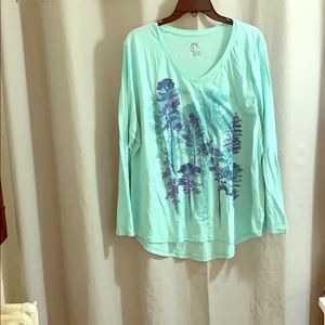 Sea green print just my size long sleeve tee shirt